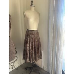 Jones New York Women’s 4 Silk Midi Skirt Brown Plaid